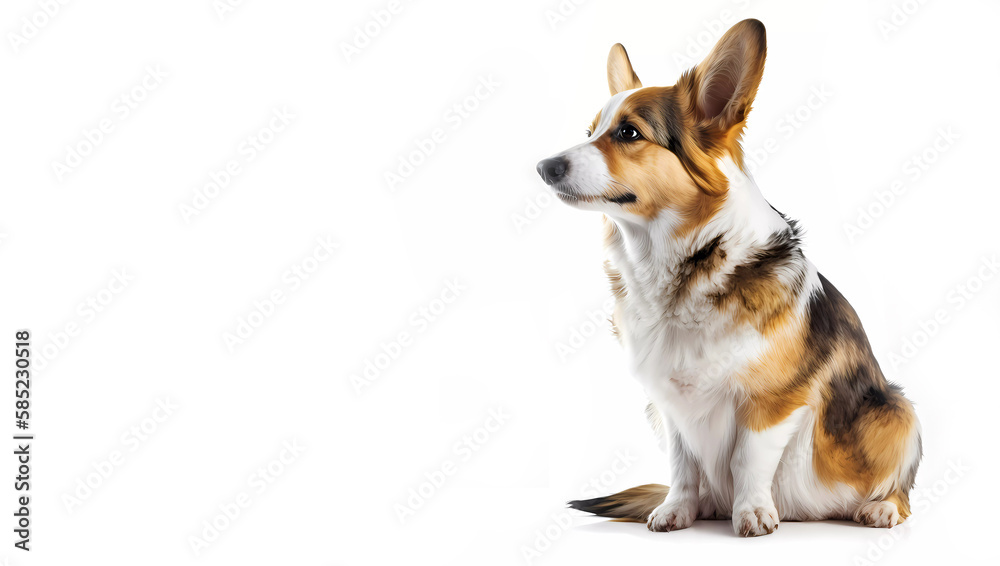 Dog on a white background. Corgi on a white background. Banner. generated by AI