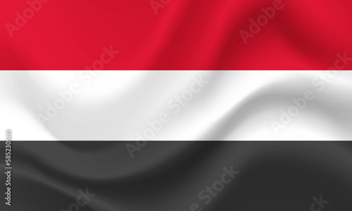 Vector Yemen flag. Waved Flag of Yemen. Yemen emblem, icon.