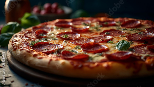 Pizza Perfection: Spicy Pepperoni with Fresh Basil and Mozzarella