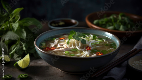 Aromatic and Spicy Pho Bo Soup Bowl for the Soul