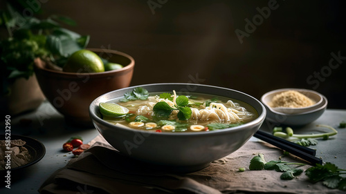 Savor the Rich and Flavorful Pho Bo Soup in a Bowl