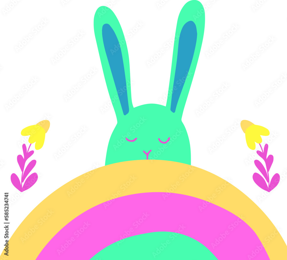 Easter poster in flat style - vector illustration. Holiday illustration for print, stickers, card, spring decor Easter poster in flat style - vector illustration. Holiday illustration for print, stickers, card, spring decor