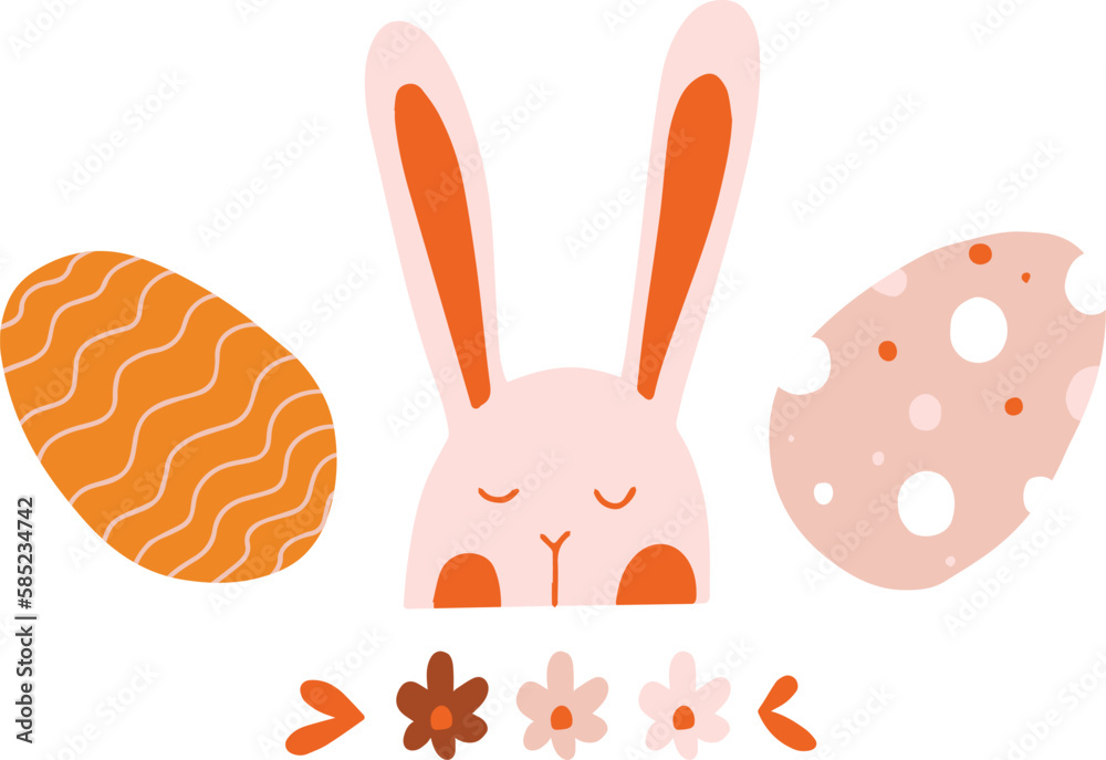 Obraz premium Easter poster in flat style - vector illustration. Holiday illustration for print, stickers, card, spring decor