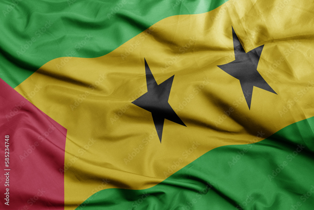 waving national flag of sao tome and principe .macro shot. 3D illustration waving national flag of sao tome and principe .macro shot. 3D illustration