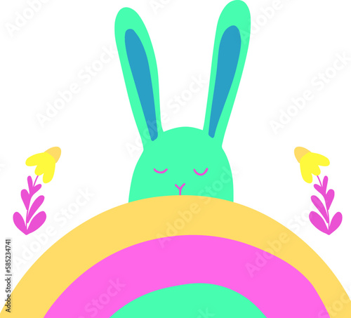 Easter poster in flat style - vector illustration. Holiday illustration for print, stickers, card, spring decor