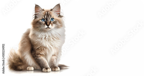 Cat on a white background. cat. Banner. generated by AI photo