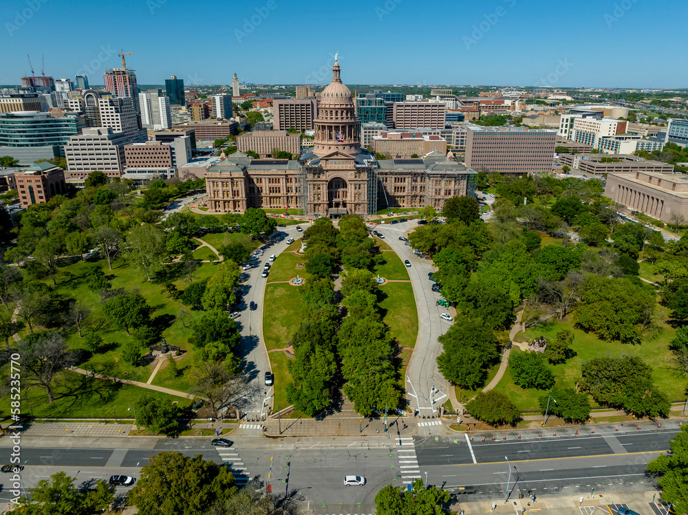Aerial View Of The Texas State Capitol In Austin Texas
