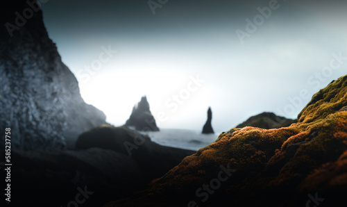Fototapeta Naklejka Na Ścianę i Meble -  The beautiful Reynisfjara black sand beach Rey in Iceland
