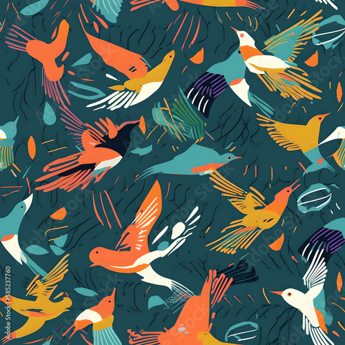 Bird Themed Seamless and Tileable Pattern