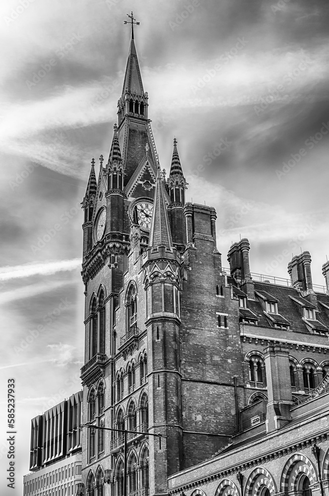St Pancras railway station, iconic building in London, England, UK