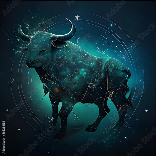 bull on blue background