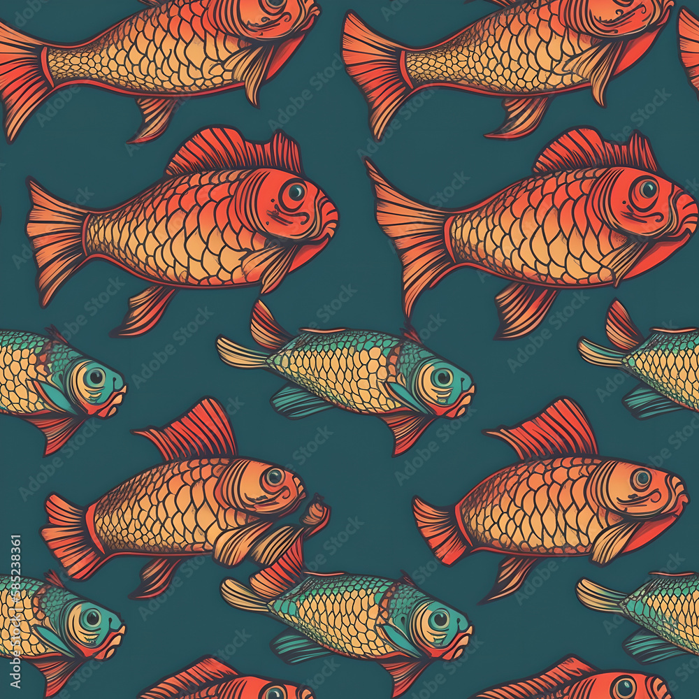 Fish Themed Seamless and Tileable Pattern Fish Themed Seamless and Tileable Pattern