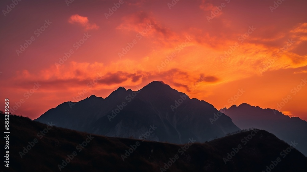 Mountain sunset made with Generative AI