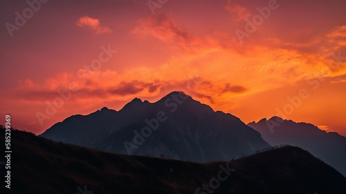 Mountain sunset made with Generative AI