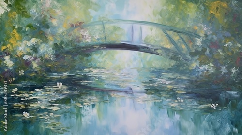 Bridge over a river painting made with Generative AI