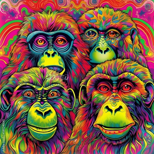 psychedelic animals, Generative AI.