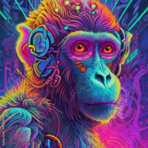 psychedelic animals, Generative AI.