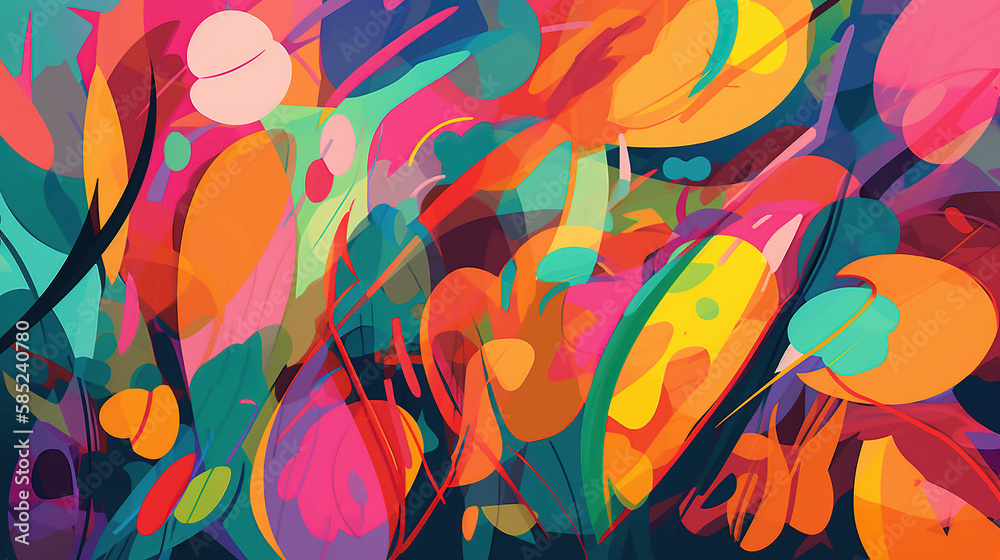 Colorful abstract flowers and leaves (Edited Generative AI)