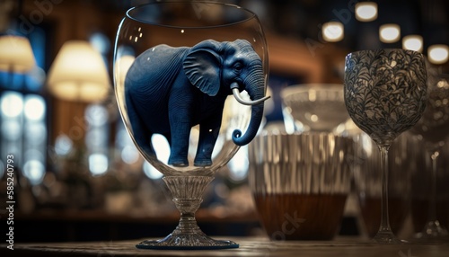 Elephant in a china shop created with generative AI technology photo