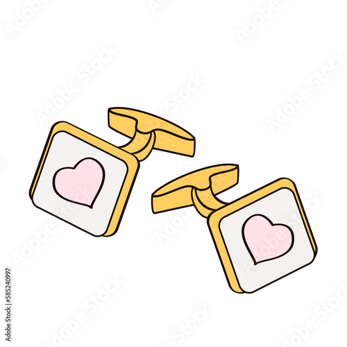 cufflinks with heart symbol for groom's shirt