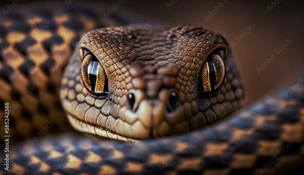 Fototapeta premium Close up of a pit viper scaled skin generated by AI