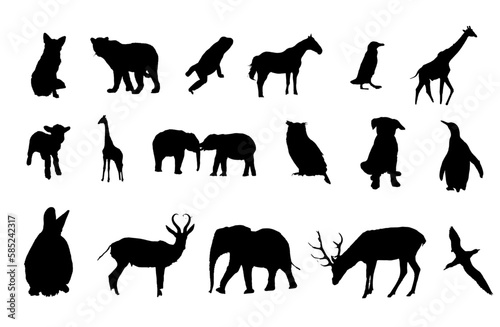Fototapeta Naklejka Na Ścianę i Meble -  Planche d'animaux vectoriel silhouette