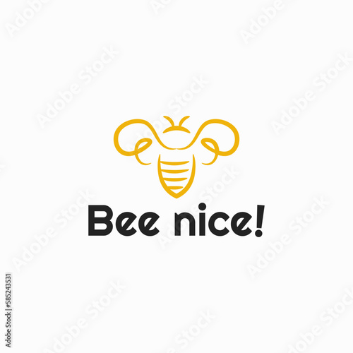 line art cute bee sign logo design vector illustration. modern bee nice mark logo vector design for business, and farm company