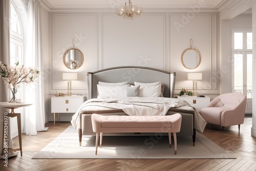  modern bedroom design  symmetry wallpaper all design  generative artificial intelligence