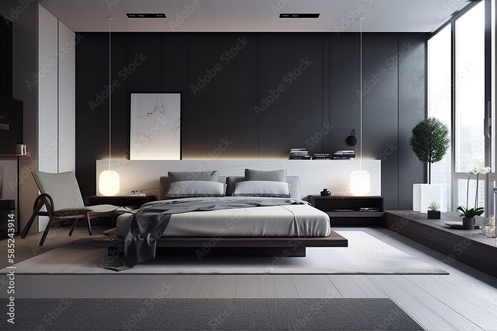 modern bedroom design, symmetry wallpaper all design, generative artificial intelligence modern bedroom design, symmetry wallpaper all design, generative artificial intelligence