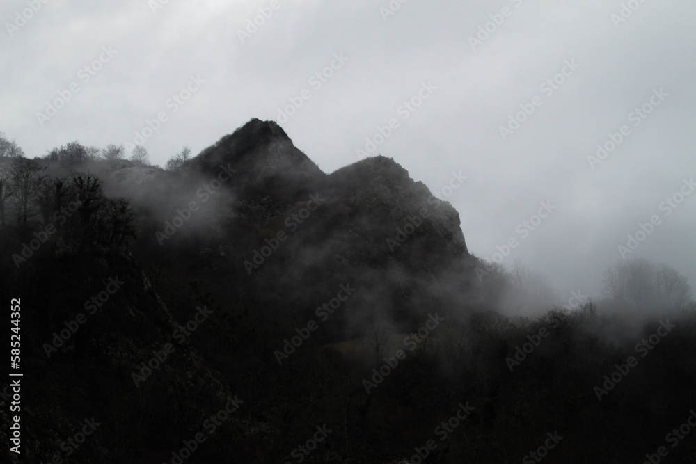 fog over the mountains, asturias, spain