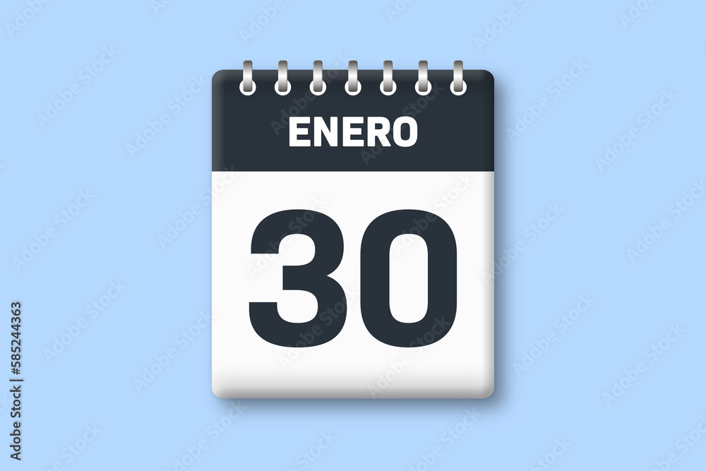 30 de enero - fecha calendario pagina calendario - trigesimo dia de enero sobre fondo azul 30 de enero - fecha calendario pagina calendario - trigesimo dia de enero sobre fondo azul
