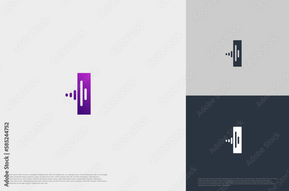Initial i with negative beat voice equalizer icon template flat style Modern creative logo template Initial i with negative beat voice equalizer icon template flat style Modern creative logo template