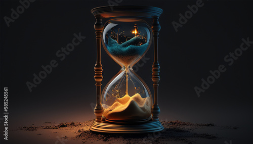 Hourglass with Glowing Sand illustration