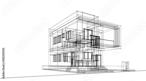 3d rendering of a modern building