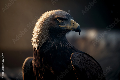 Vertical shot of beautiful bald eagle  Generative AI