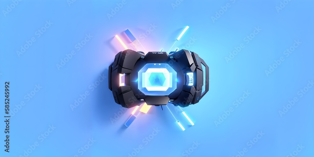 Fototapeta premium Photo of a futuristic spaceship hovering over a dystopian cityscape