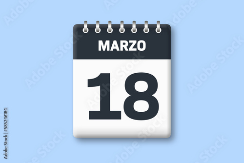 Tableau sur toile 18 de marzo - fecha calendario pagina calendario - decimoctavo dia de marzo sobr