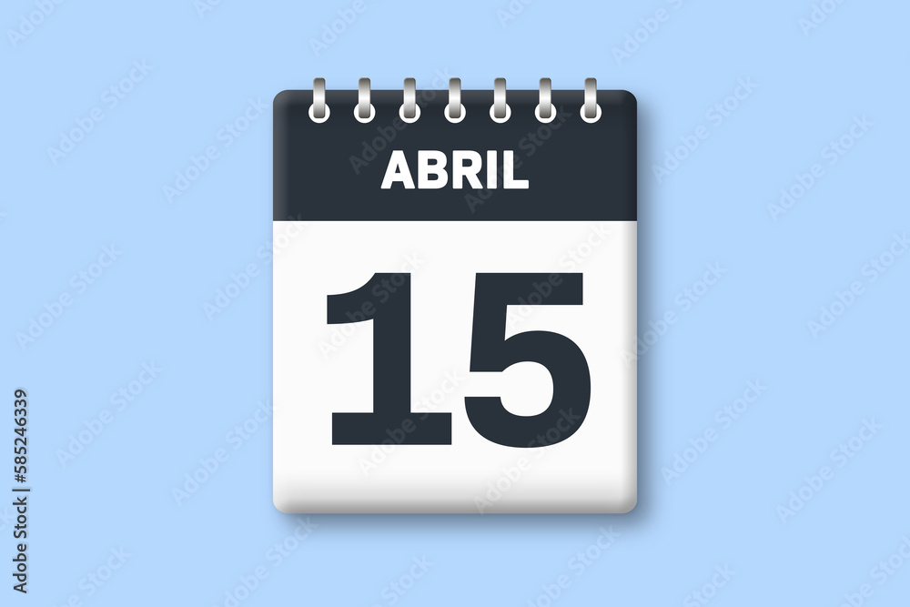 15 de abril - fecha calendario pagina calendario - decimoquinto dia de abril sobre fondo azul
