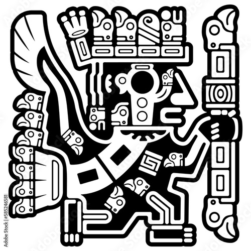Huallallo Karwuancho, regional god of the Wanka culture.  Part of the Tiawanako iconography in the Wari culture, one of the anthropomorphic "angels" that accompany the god Wiracocha at the gate of sun