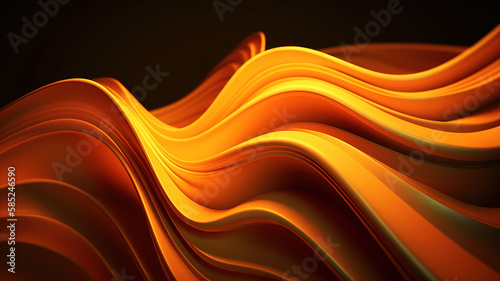 Orange Wavy Satin glass Background Neon Lighting Orange abstract background with curves and a light orange background. - Generative AI