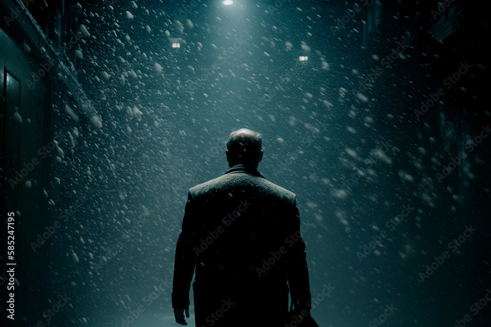 Vertical shot of strong mysterious man silhouette Generative AI