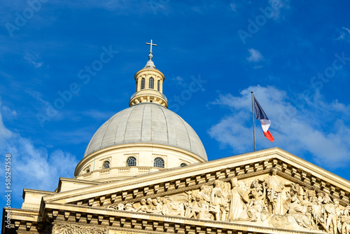 The Pantheon , in Europe, in France, in Ile de France, in Paris, in summer, on a sunny day.