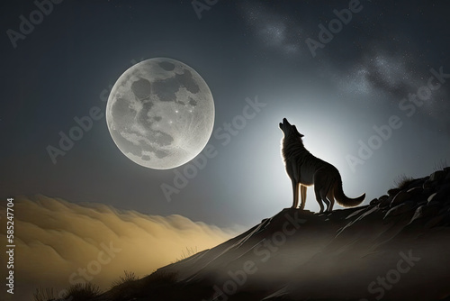 wolf howling at moon- made with generative ai