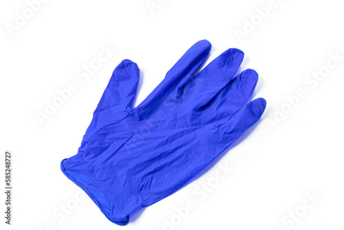 Dark Blue rubber gloves isolated on white background. Top view