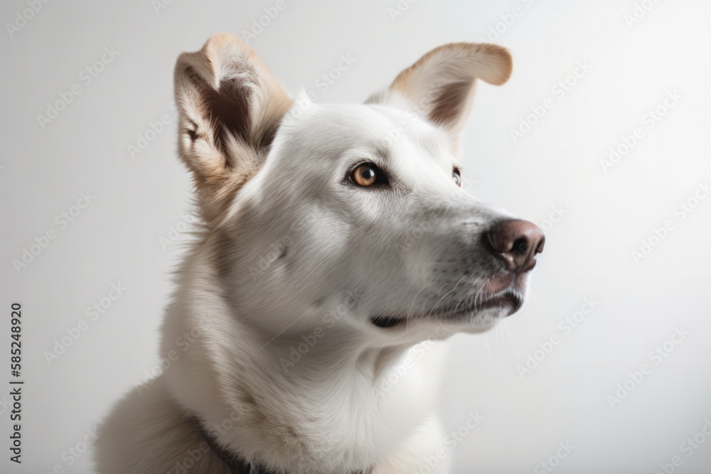 Faithful and Loyal Dog Sitting on White Studio Background Faithful and Loyal Dog Sitting on White Studio Background