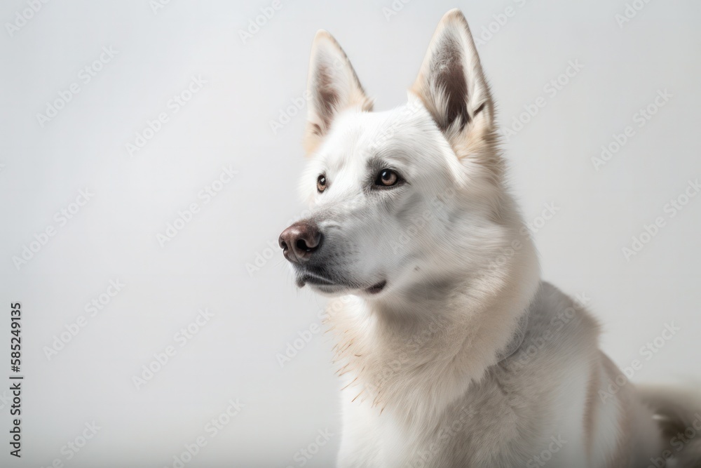Dog Sitting on White Studio Background