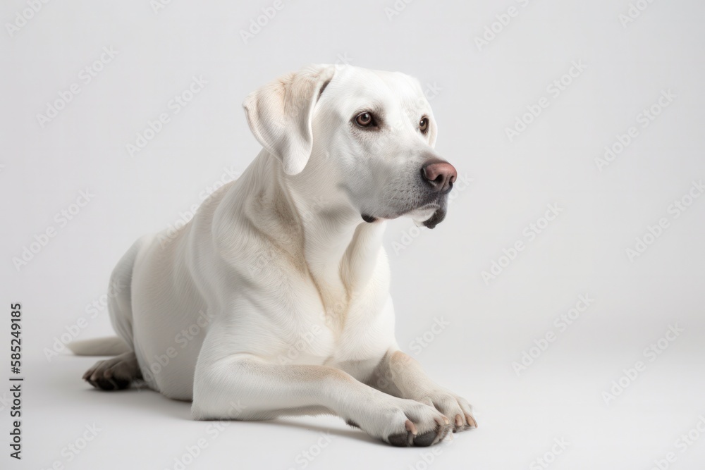 Faithful and Loyal Dog Sitting on White Studio Background