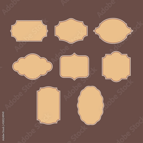 Set of vintage empty frames isolated. Collection of decorative retro-style labels.