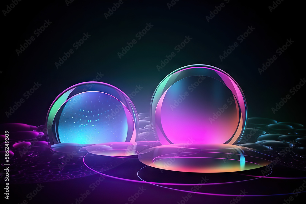 Abstract 3d background wallpaper with glass circles. Created with Generative AI Technology