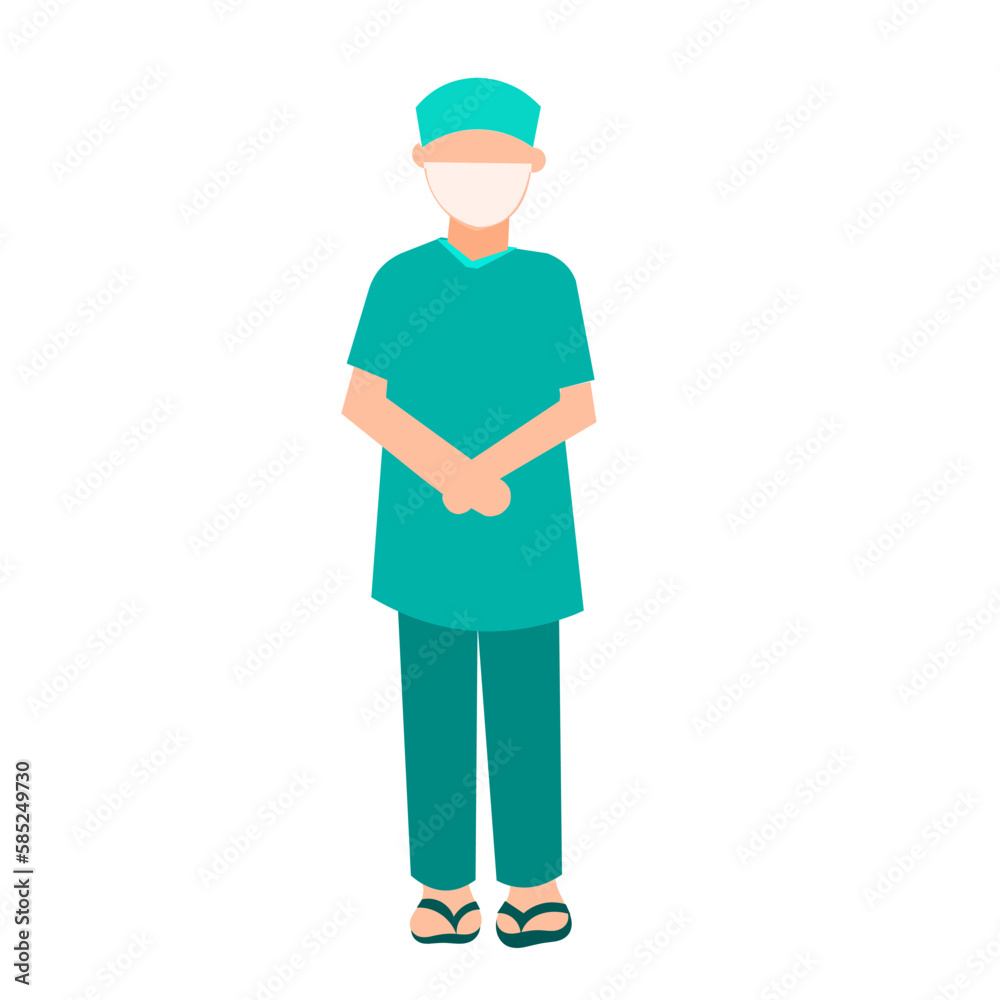 Surgeon in medical uniform and cap. Vector illustration in flat style Surgeon in medical uniform and cap. Vector illustration in flat style